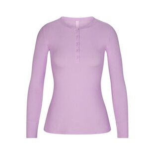 Skims Soft Lounge Henley Long Sleeve Top “Sugar Plum”